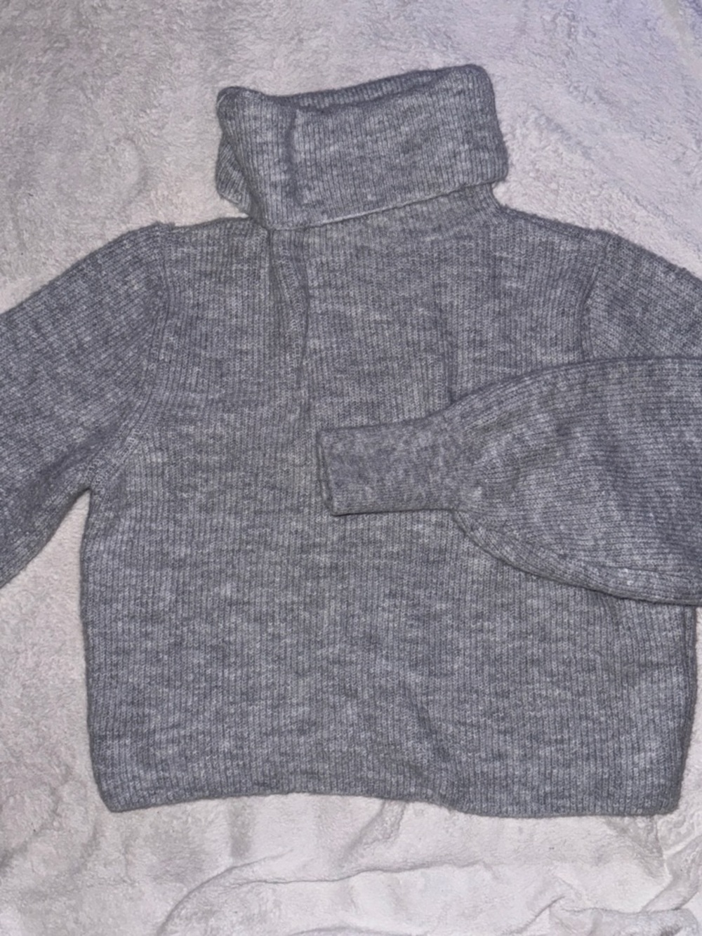 Topshop Light Gray Ribbed Knit Sweater